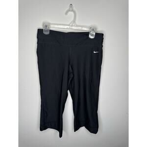 Nike Pants Women's Medium M Black Capri‎ Flare Wide Leg Activewear Athletic